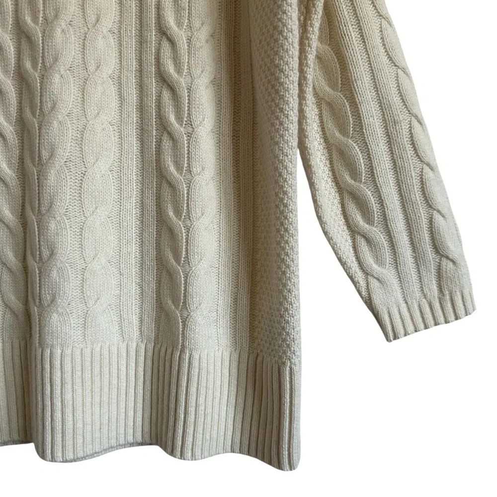 Banana Republic Italian Cashmere Blend Cable Knit Sweater Oversized Medium - Picture 8 of 13